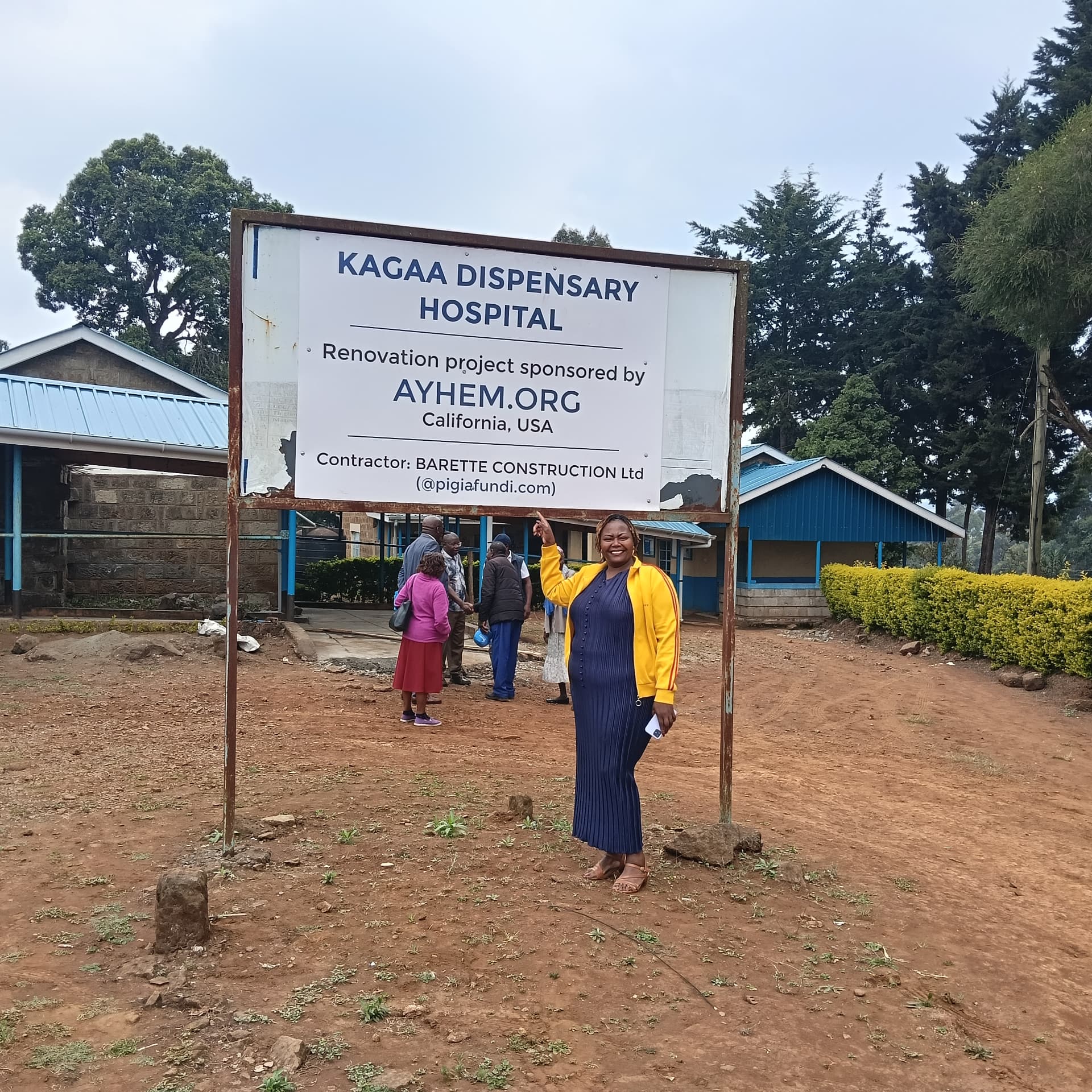 The renovation project sign at Kagaa Dispensary Hospital.